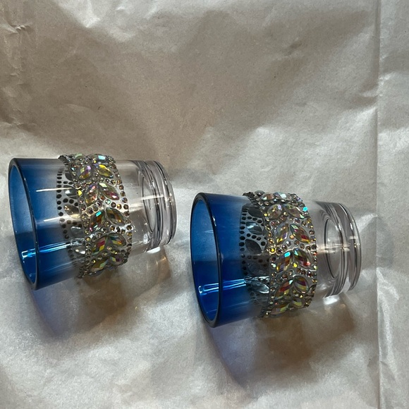 Hand Crafted Bling Embellished Plastic Shot Glasses Set of 2 - Picture 8 of 10